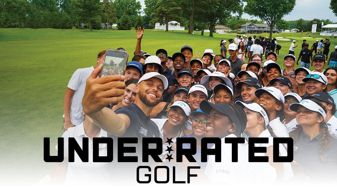 Stephen Curry taking selfie with UNDERRATED Golf Tour attendees